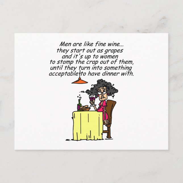 Manar och Bra Vin Humor Vykort (Framsida)