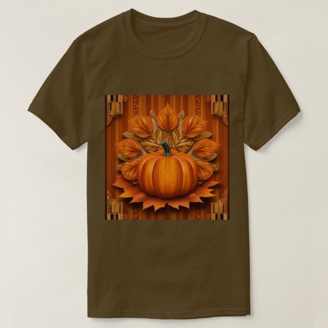 Manar och kvinnors Orange Pumpkin Brown T-Shirt (Design framsida)