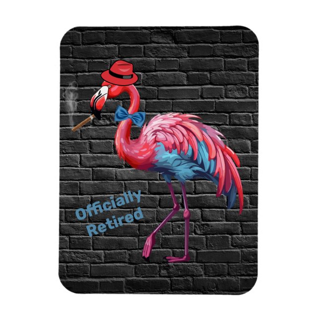 Manar Officially Retrött Dapper Flamingo Hat Cigar Magnet (Vertikal)