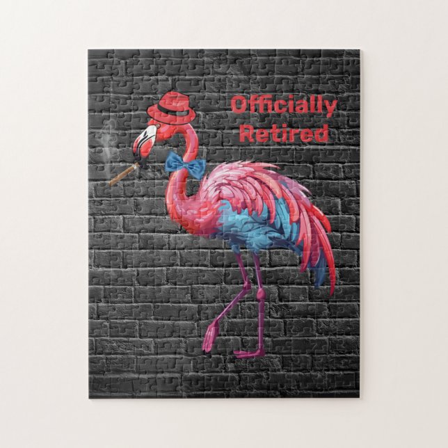 Manar Officially Retrött Dapper Flamingo Hat Cigar Pussel (Vertikal)