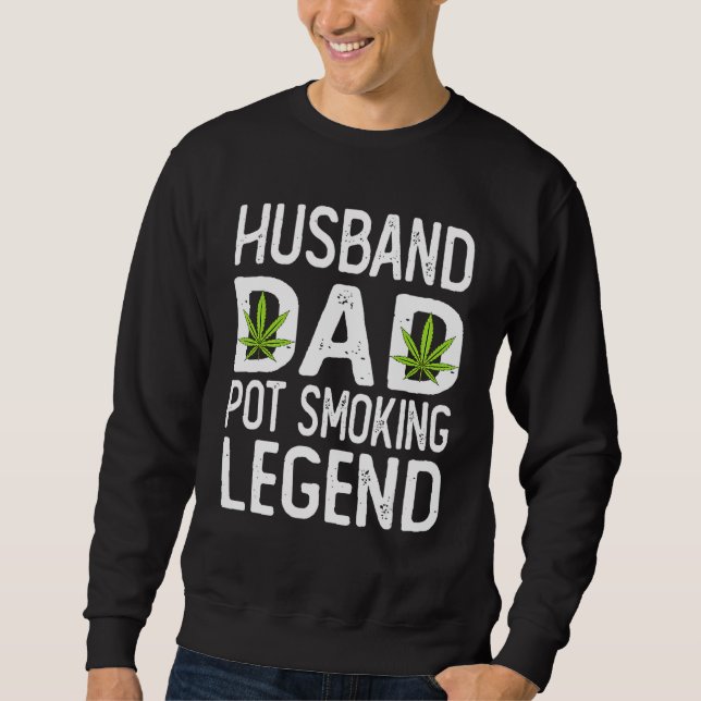 Manar Ogräs Pappa Stoner Make Pot Smoker Legend 2 Lång Ärmad Tröja (Framsida)