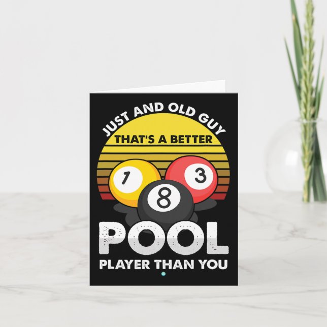 Manar Old Guy Bassäng Player - Funny Billiards Gif Kort (Framsida)
