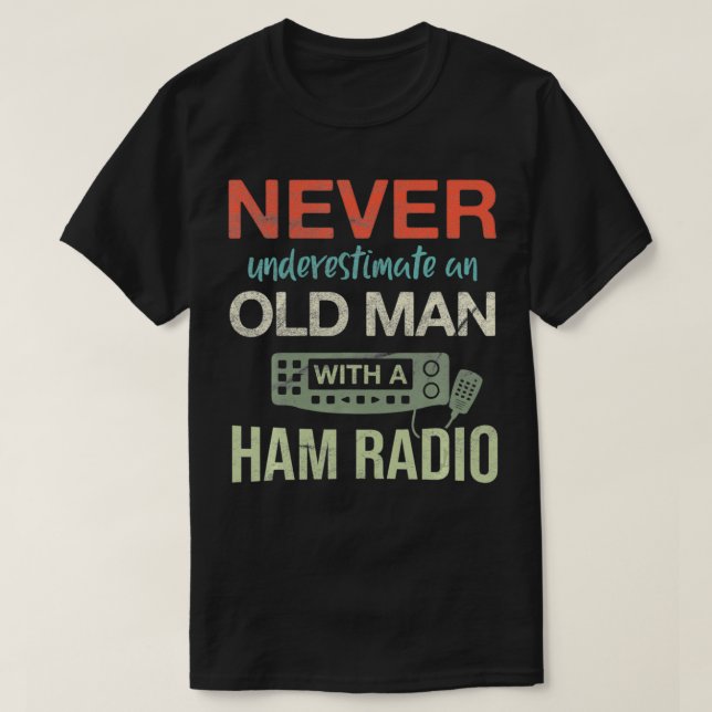 Manar Old Man med ham Radio Antenna Ham Radio Op T Shirt (Design framsida)