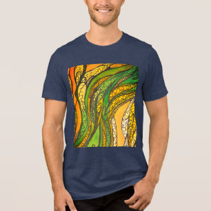 Manar ’Orange Golden Grönt Silke Harvest’ T Shirt