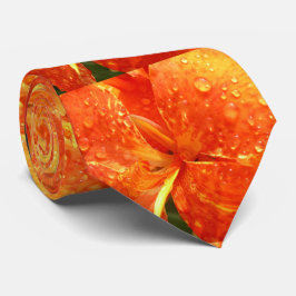 Manar Orange och Gult Blommigt Necktie Slips