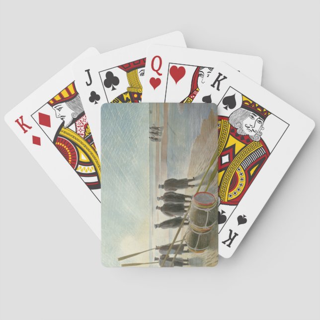 Manar på stranden (farligt arbete vid lågvatten) casinokort (Baksidan)