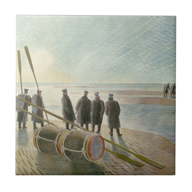 Manar på stranden (farligt arbete vid lågvatten) kakelplatta (Framsidan)