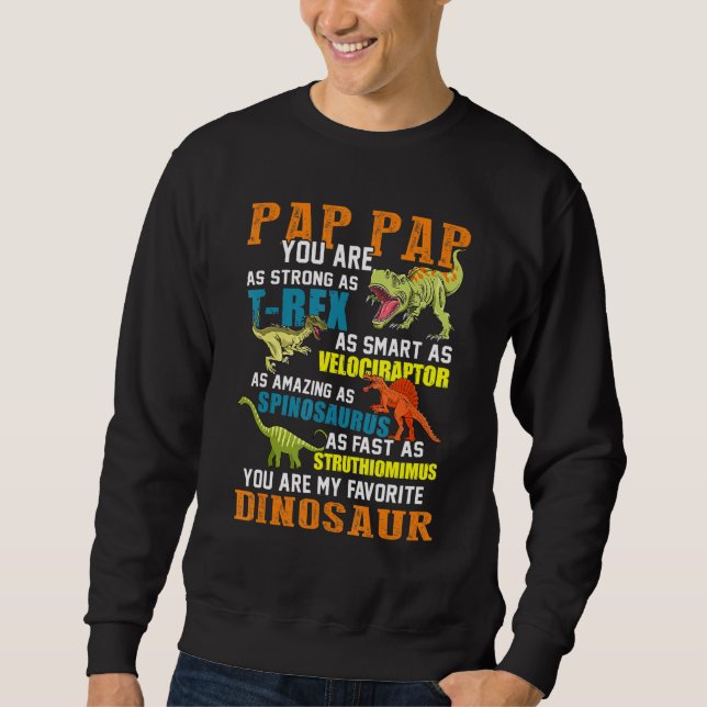 Manar Pap Papsaurus T Rex Dinosaur Pap Saurus F Lång Ärmad Tröja (Framsida)