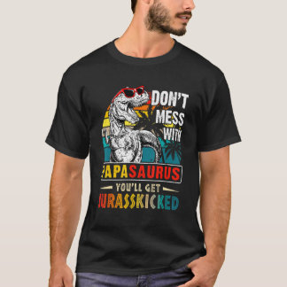 Manar Papasaurus Dinosaur Rex Vintage Fars dag T Shirt