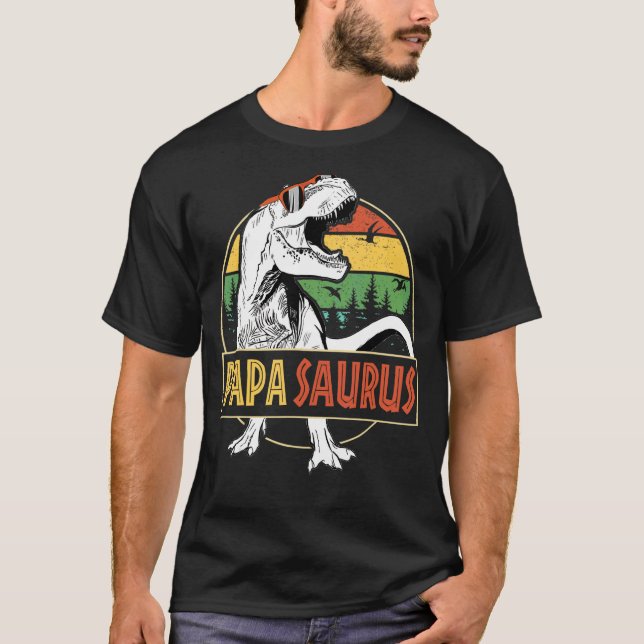 Manar Papasaurus Rex Dinosaur Pappa Saurus Far T Shirt (Framsida)