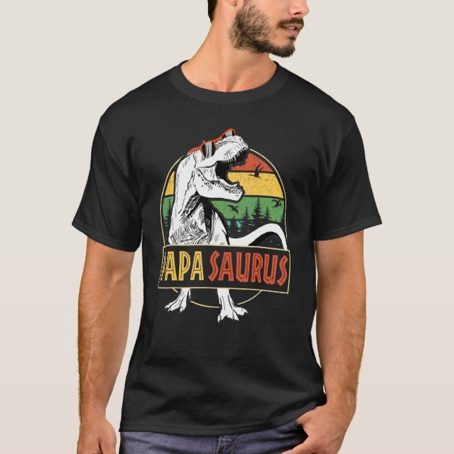 Manar Papasaurus Rex Dinosaur Pappa Saurus Far T Shirt (Framsida)