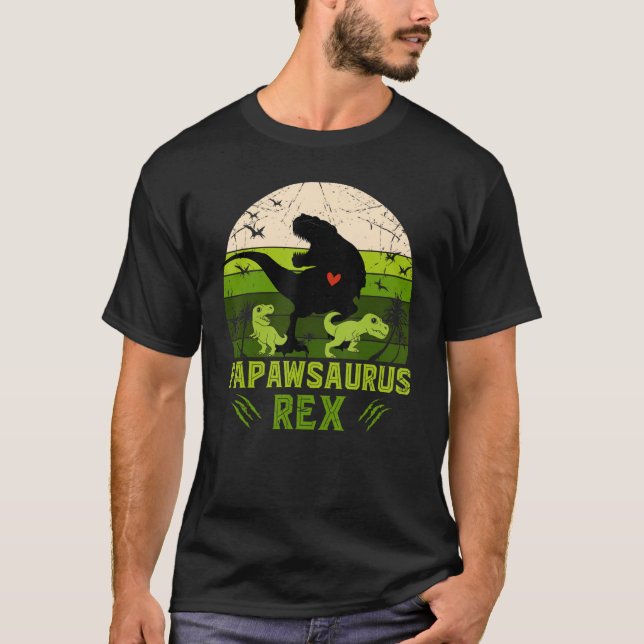 Manar Papawsaurus Rex 2 Kids Sunset for Far D T Shirt (Framsida)