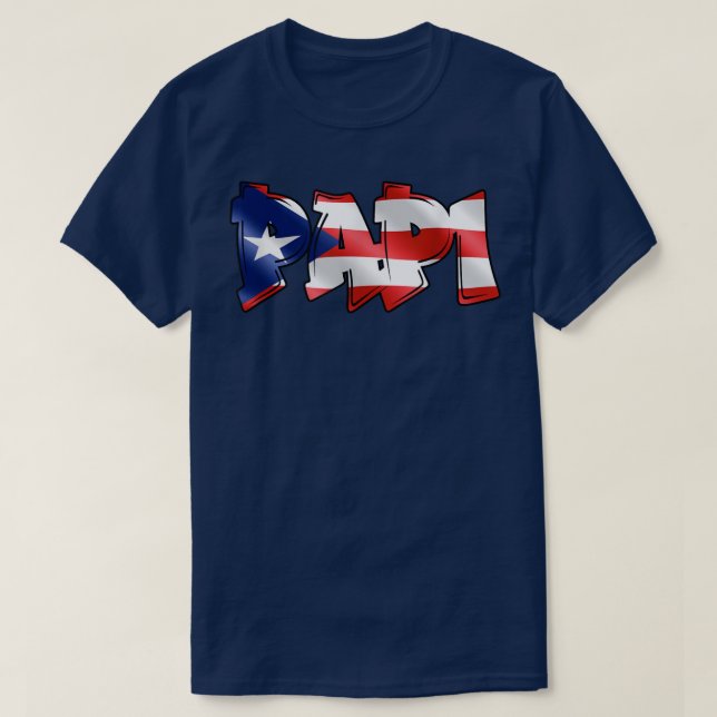 Manar Papi Puerto Rican Flagga PR Pride Far Pappa  T Shirt (Design framsida)