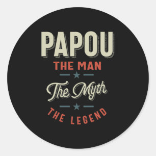Manar Papou Shirt Gift: mannen myten om lydelsen Runt Klistermärke