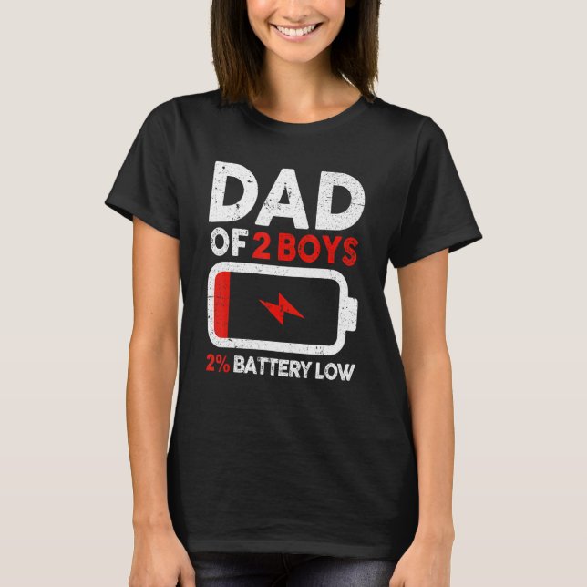 Manar Pappa, 2 orgar, lågbatteriladdat Pappa Far T Shirt (Framsida)