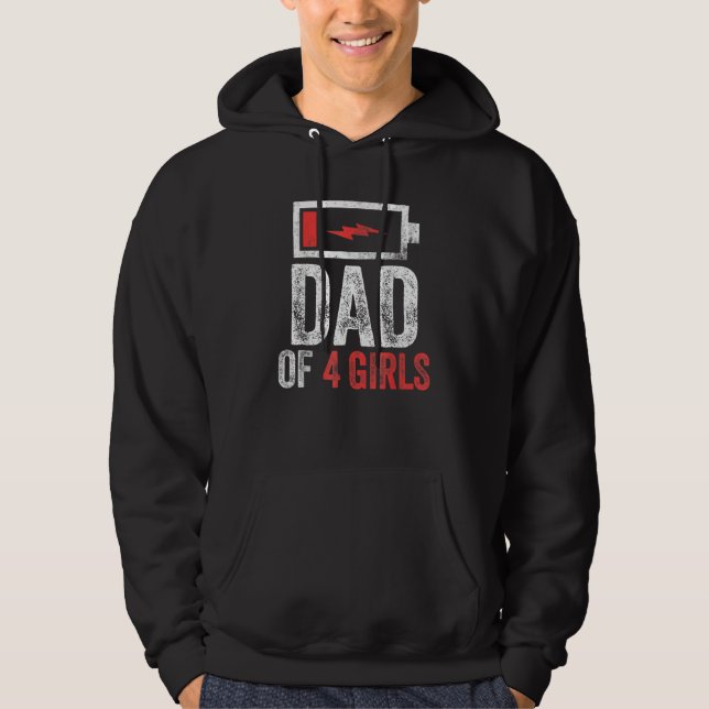 Manar Pappa 4 flickor från dotter Fars dag Bi Hoodie (Framsida)