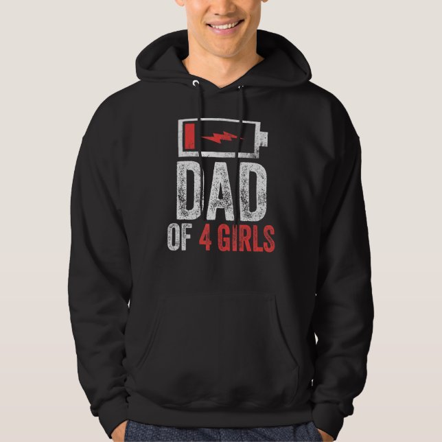 Manar Pappa 4 flickor från dotter Fars dag Bi Hoodie (Framsida)