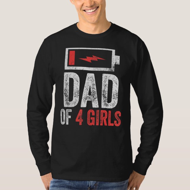 Manar Pappa 4 flickor från dotter Fars dag Bi T Shirt (Framsida)