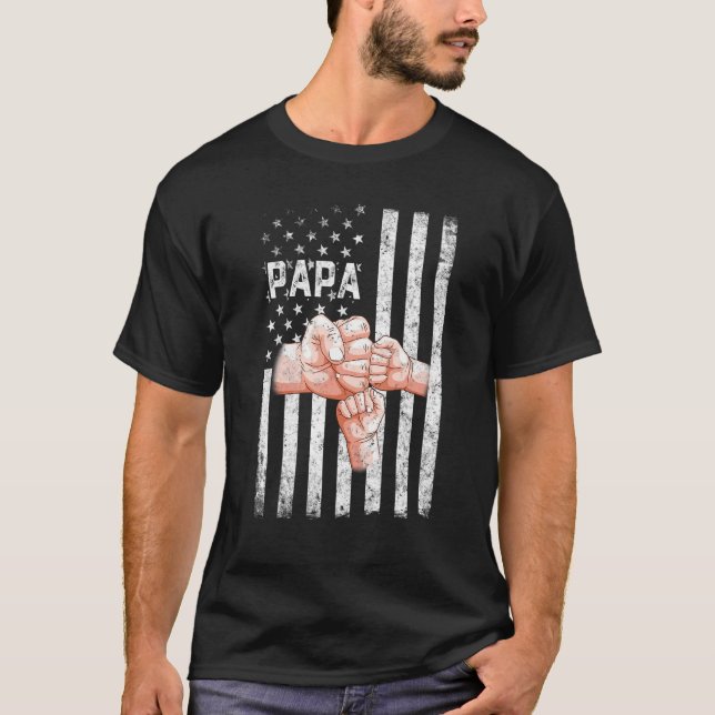 Manar Pappa Amerikanska Flagga 2 Kids Fars dag 4:e T Shirt (Framsida)