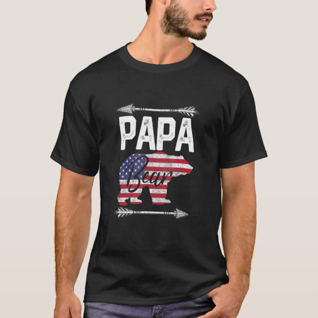 Manar Pappa Bear American Flagga 4 juli Far T Shirt (Framsida)