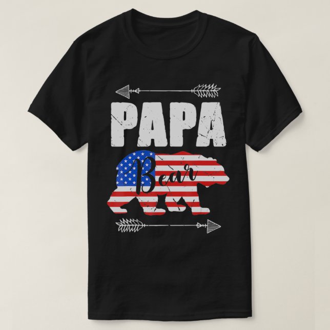 Manar Pappa Bear American Flagga 4 juli Far T Shirt (Design framsida)
