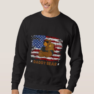 Manar pappa Bear american Flagga Fars dag 2022 Lång Ärmad Tröja