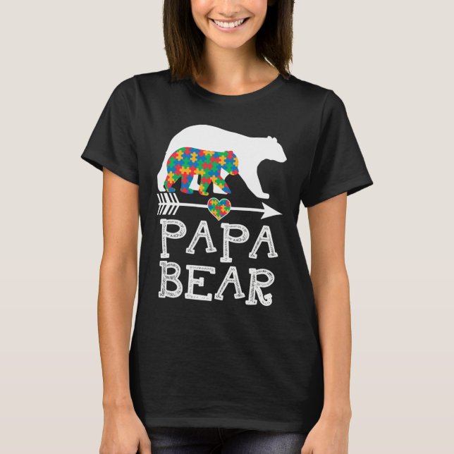 Manar Pappa Bear Autism Manar Far pappa Autism Awa T Shirt (Framsida)
