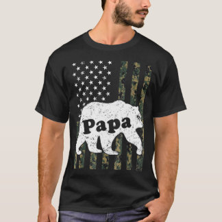 Manar Pappa Bear Camouflage American Flagga T Shirt