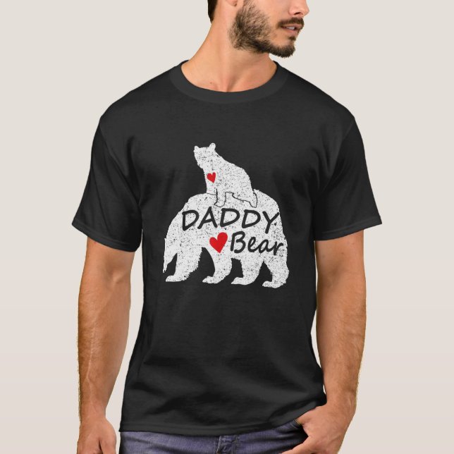 Manar pappa Bear Two Unge Fars dag Funny T Shirt (Framsida)