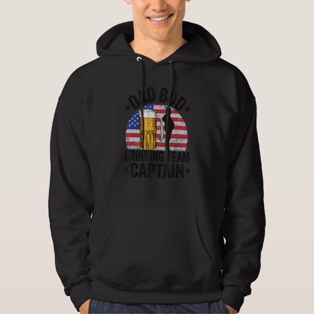 Manar Pappa Bod Drinking Team Kapten American Flag Hoodie (Framsida)