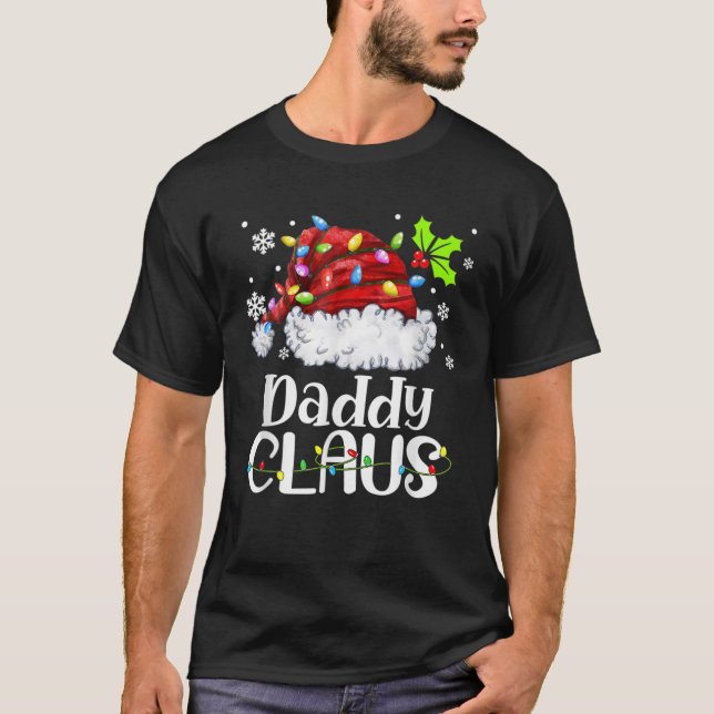 Manar pappa Claus Santa Hat jul Light Julafton Fa T Shirt (Framsida)