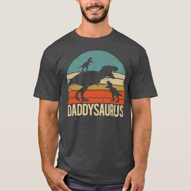 Manar pappa Dinosaur Daddysaurus 2 Två Kids Far T Shirt (Framsida)
