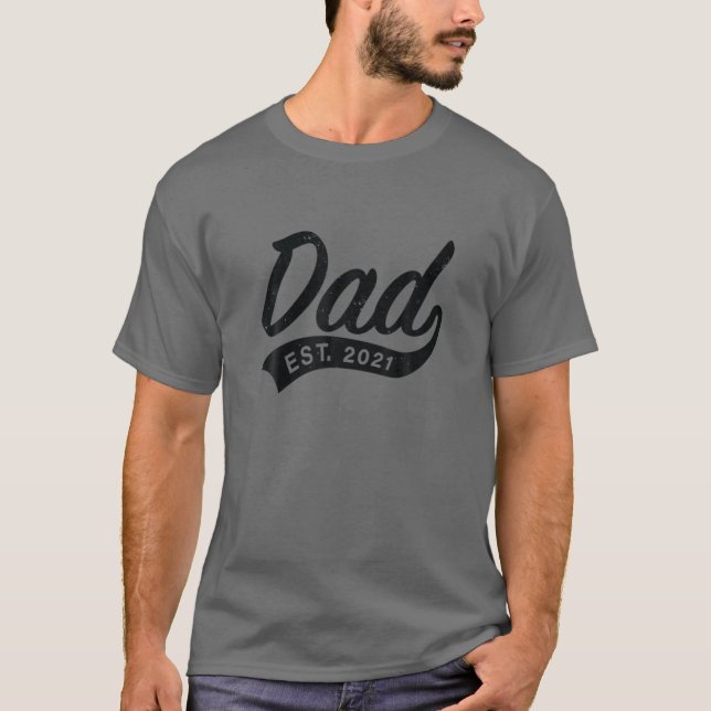 Manar Pappa Est. 2021: Baby - första Far" T Shirt (Framsida)