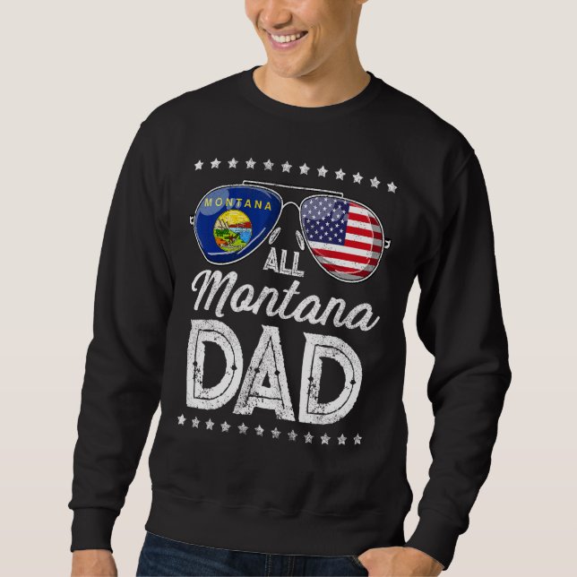 Manar Pappa Fars dag Montana 4 juli, USA FLA Lång Ärmad Tröja (Framsida)