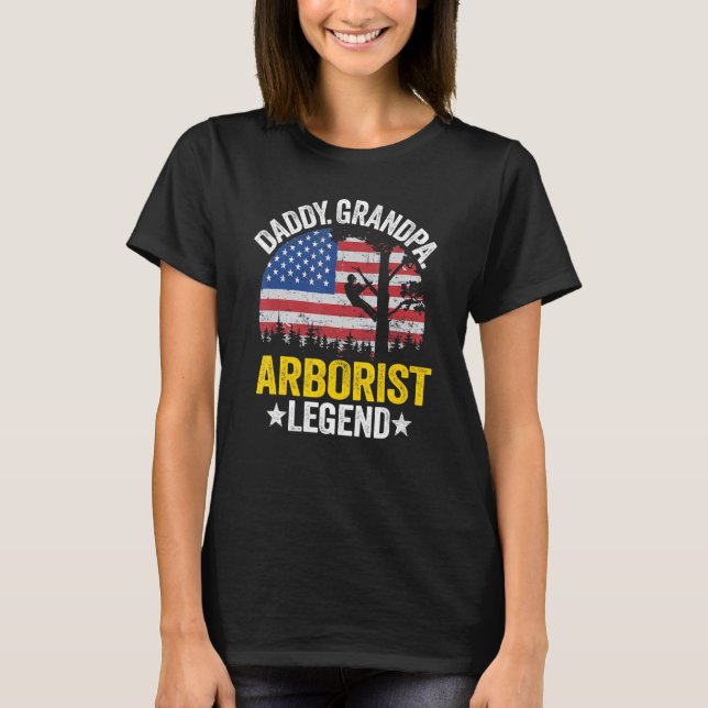 Manar pappa Grandpa Arborist Legend Us American Fl T Shirt (Framsida)