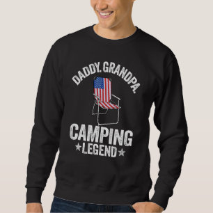 Manar pappa Grandpa Camping Legend American Flagga Lång Ärmad Tröja