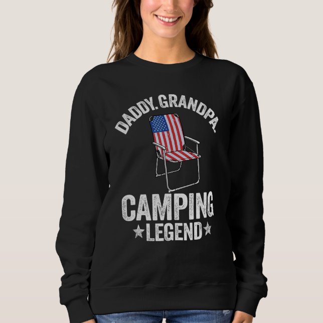 Manar pappa Grandpa Camping Legend American Flagga T Shirt (Framsida)