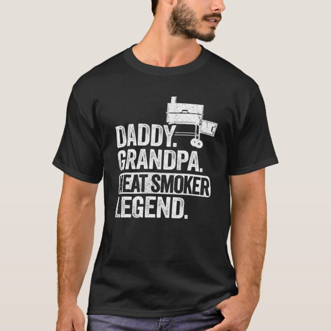 Manar pappa Grandpa Kött Smoker Legend Grillfather T Shirt (Framsida)