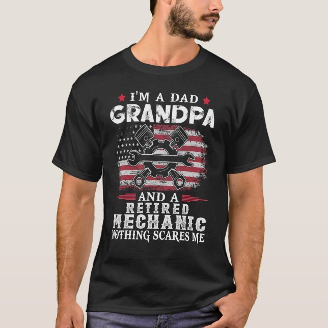 Manar Pappa Grandpa Redraget Mechanic Ingenting Sk T Shirt (Framsida)