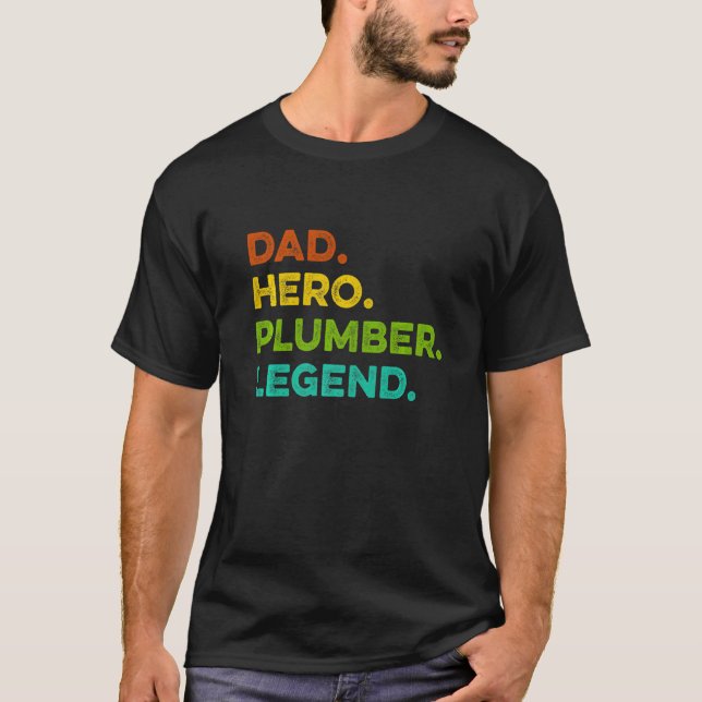 Manar Pappa Hero Plumber Legend Mechanic Heating E T Shirt (Framsida)