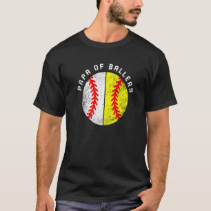 Manar Pappa i Ballers Baseball Softball Pappa T Shirt