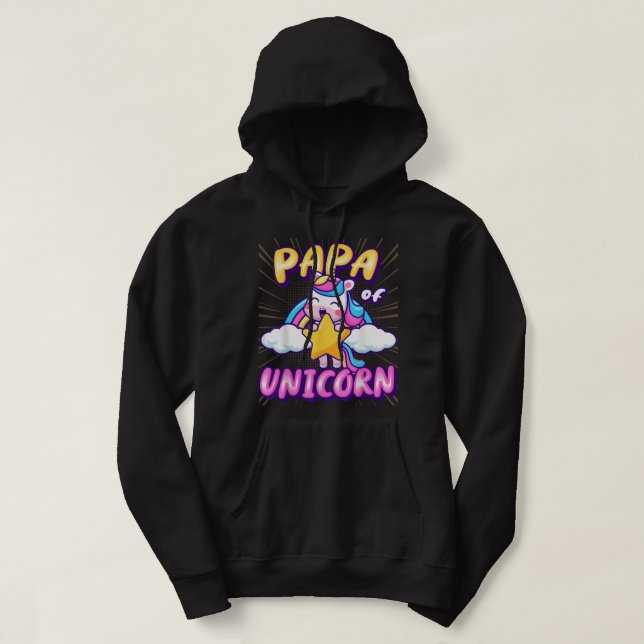 Manar Pappa i Unicorn Cute Funny Star Rainbow Papp Hoodie (Design framsida)