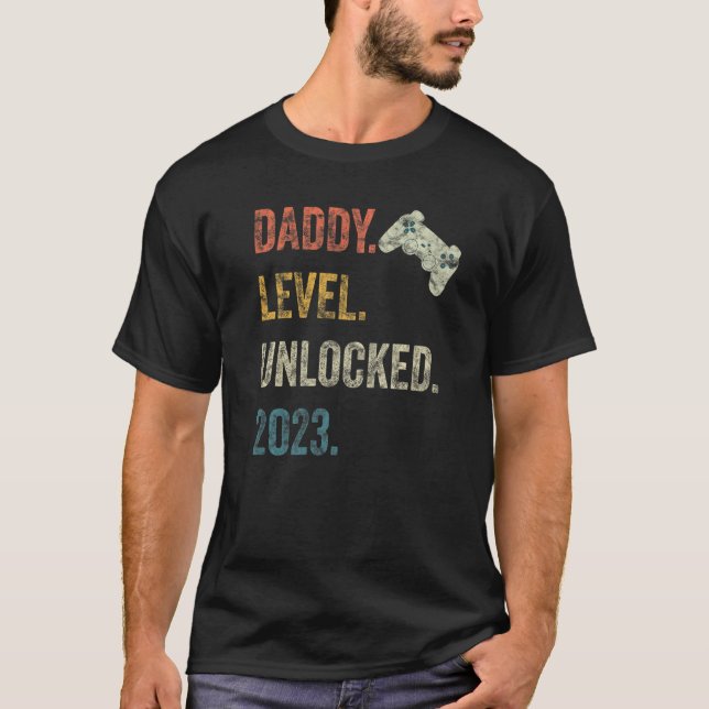 Manar pappa Level UnLocked 2023 Gamer Gravid Soo T Shirt (Framsida)