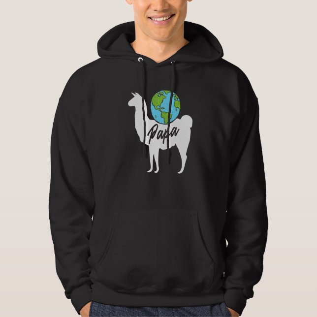 Manar Pappa Llama Earth Day Cute Environmentalist  Hoodie (Framsida)