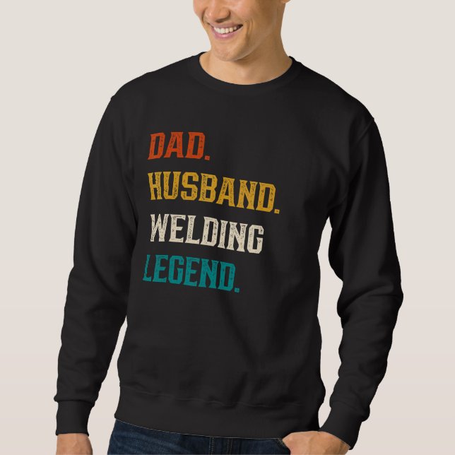 Manar Pappa Make Welding Legend Welder Welder Lång Ärmad Tröja (Framsida)
