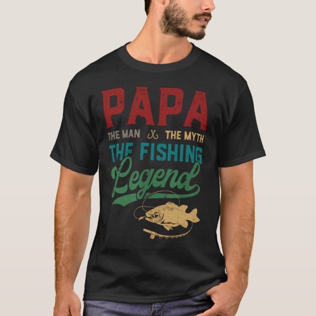 Manar Pappa man Myth Fishing Legend Funny Fishing T Shirt (Framsida)