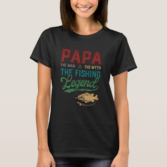 Manar Pappa man Myth Fishing Legend Funny Fishing T Shirt (Framsida)