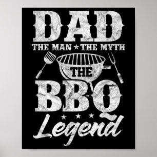 Manar Pappa mannen Myth Bbq Barbeque Grill Funny Poster