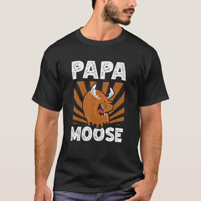Manar Pappa Moose Wildlife Animal Alces Hjort Far T Shirt (Framsida)