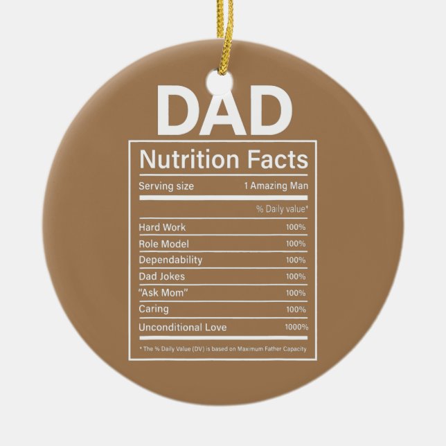 Manar Pappa Nutrition Facts Fars dag Gift för Julgransprydnad Keramik (Framsidan)